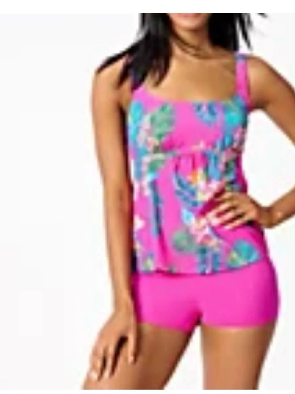 Kim gravel swim bundle Vibrant Tropical Magenta. Top ,swim short and cover up